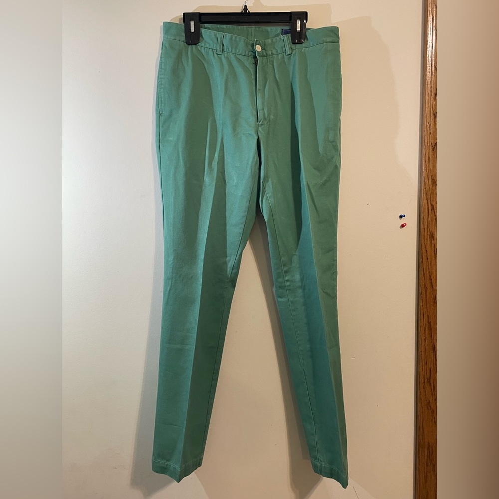 Vineyard Vines pants Mens 34x34 Slim fit Club‎ Flat Front Summer Cotton green